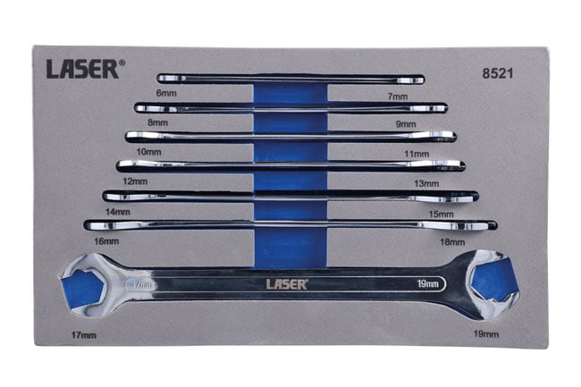 Laser Tools – 7pc ultra thin ratcheting action spanner set