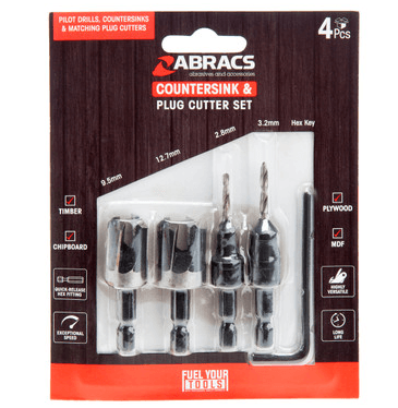 ABRACS – CLEARANCE DEAL – 4pc Countersink & Plug Cutters